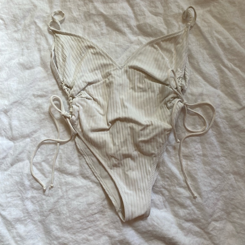 white rib one piece swimsuit